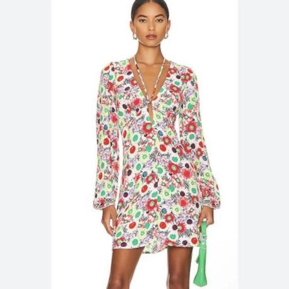 NWT AFRM Caprice Long Sleeve Mini Dress in Summer Daisy Bouquet Women’s size XS - Picture 12 of 13